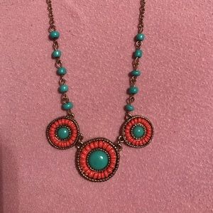 Topshop Orange And Turquoise Statement Necklace